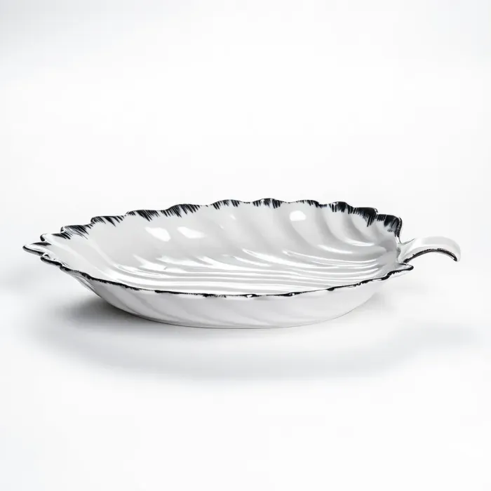 Декоративне блюдо Лист 31 см біле з чорним кантом 2553-1S (2553-1S) - зображення 2