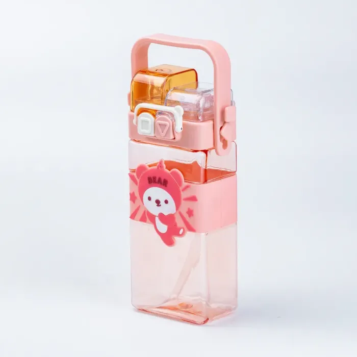 Дитяча пляшка для води з трубочкою 500 мл багаторазова з ремінцем Рожева (HP18310P) - изображение 3