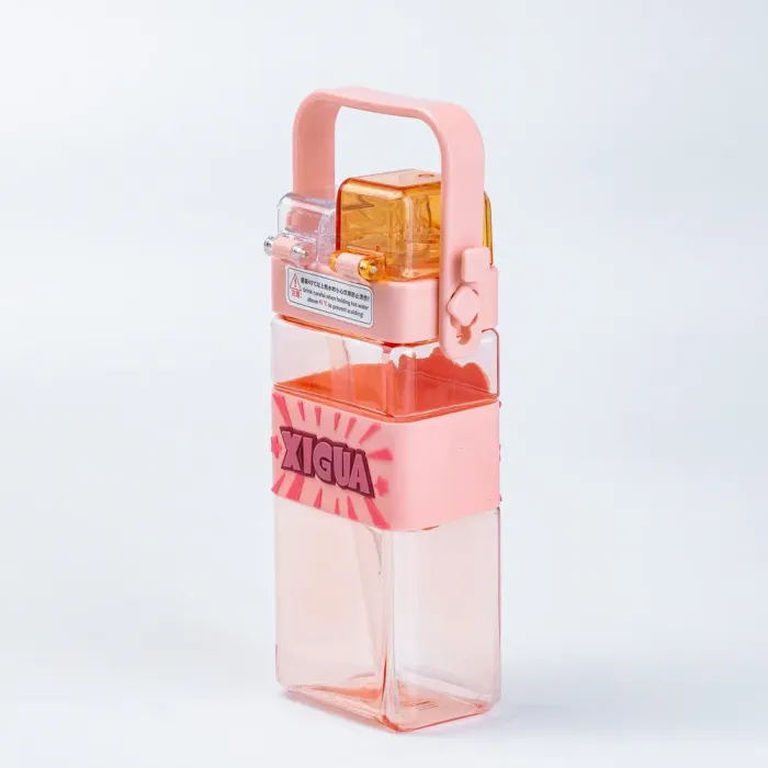 Дитяча пляшка для води з трубочкою 500 мл багаторазова з ремінцем Рожева (HP18310P) - изображение 4