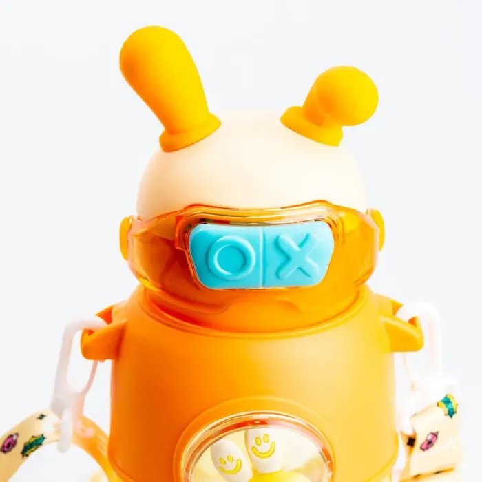 Дитяча пляшечка для води 700 мл з трубочкою та ремінцем Помаранчева (HP18312O) - изображение 4