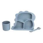 Дитячий набір силіконового посуду чашка/тарілка з трьома секціями/ложка Синій HP34545BL (HP34545BL)