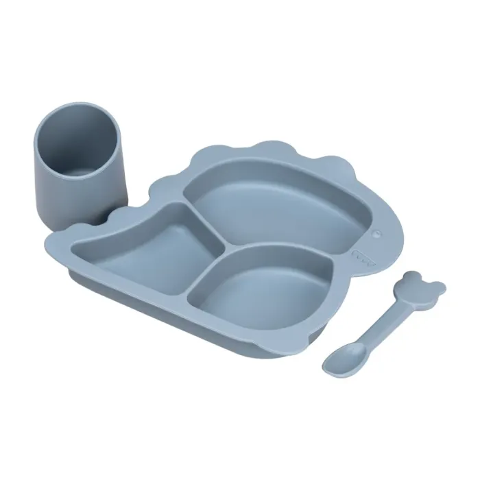 Дитячий набір силіконового посуду чашка/тарілка з трьома секціями/ложка Синій HP34545BL (HP34545BL) - изображение 3