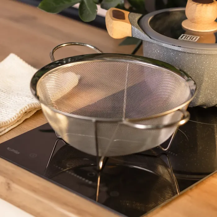 Дуршлаг с двумя ручками 25 см мелкоячеистая сетка из нержавеющей стали (HP-19-2-25CM) - изображение 4