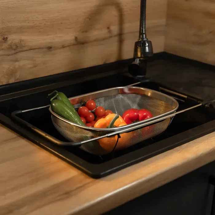 Дуршлаг сито на раковину для мытья овощей и фруктов 36х25х10.5 см из нержавеющей стали (HP-19-18-L) - изображение 9