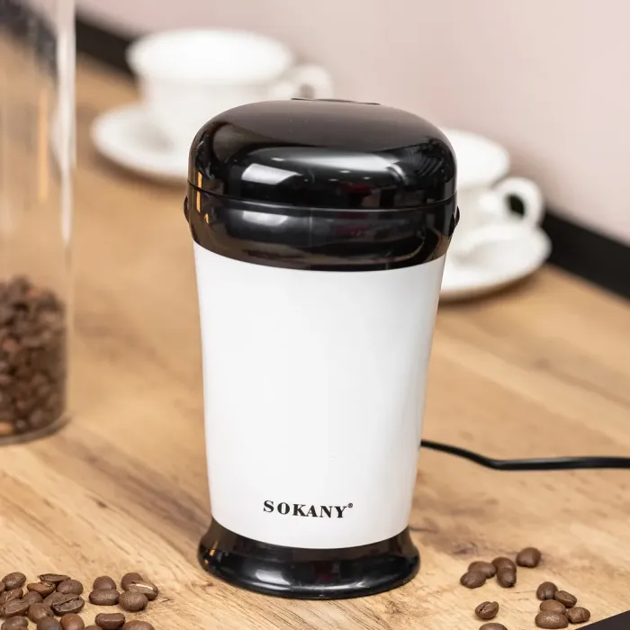 Электро кофемолка 180 Вт автоматическая 75 г для дома с мелким помолом Белая Sokany (SM-3012) - изображение 9