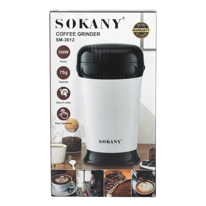 Электро кофемолка 180 Вт автоматическая 75 г для дома с мелким помолом Белая Sokany (SM-3012) - изображение 10
