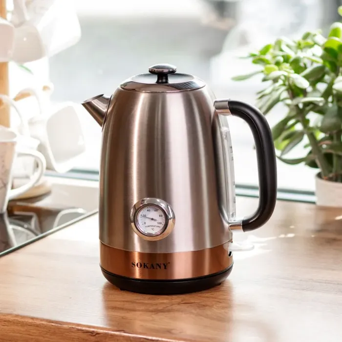 Электрочайник бесшумный из нержавеющей стали с термометром 1,7 л 2200 Вт Sokany SK-1031 (SK1031SS) - изображение 9