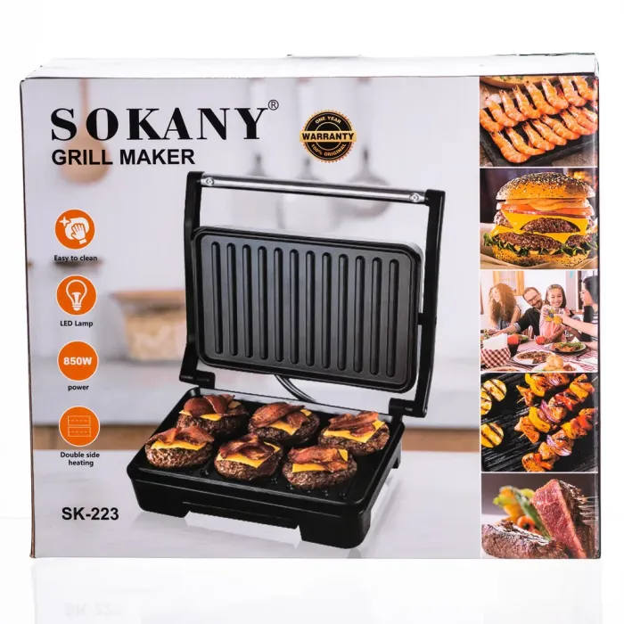 Електрогриль притискний з антипригарним покриттям 850 Вт Sokany SK-223 (SK-223) - зображення 10