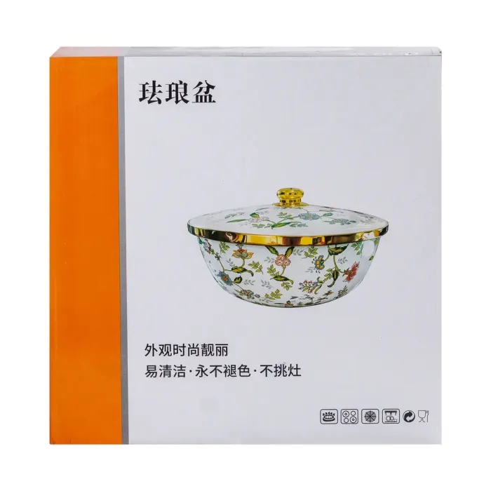 Эмалированная миска с крышкой 5,5 л Большая кухонная миска (HP-2-113) - изображение 4