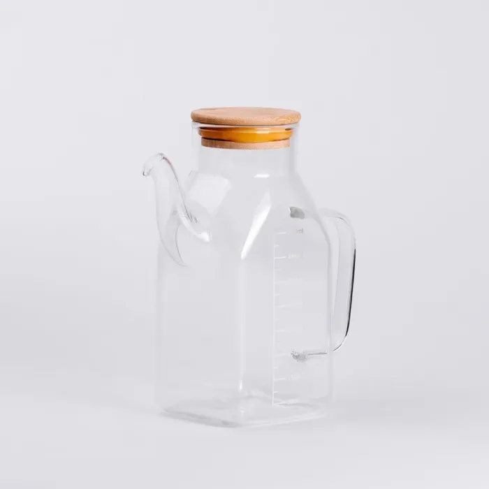 Ємність для олії та оцту з бамбуковою кришкою 750 мл скляний чайник для оливкової, соняшникової олії HP-34-1 (HP-34-1) - изображение 2