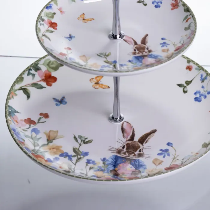 Етажерка Garden Rabbits порцелянова для фруктів та десертів 23*24 см HP-7323-6 (HP-7323-6) - зображення 4
