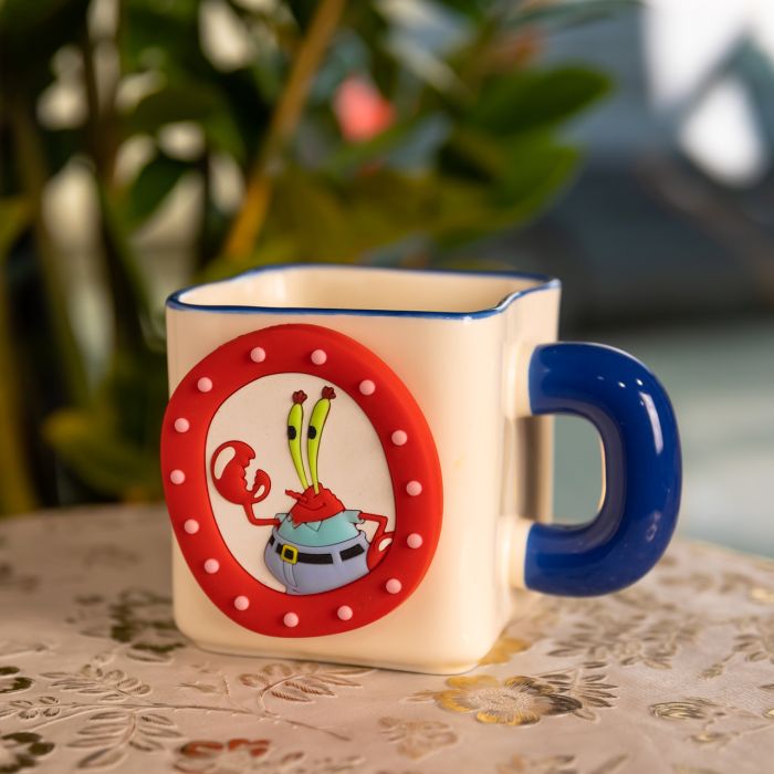 Порцелянова чашка "Містер Крабс" з магнітним декором 500 мл, Кружка дитяча чашка із порцеляни на подарунок FM-12BL (FM-12BL) - зображення 1