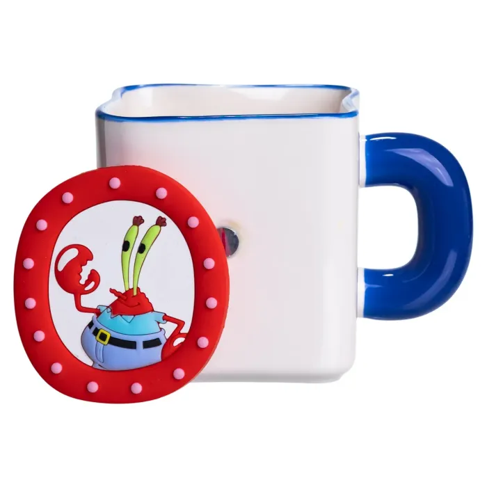 Порцелянова чашка "Містер Крабс" з магнітним декором 500 мл, Кружка дитяча чашка із порцеляни на подарунок FM-12BL (FM-12BL) - зображення 2