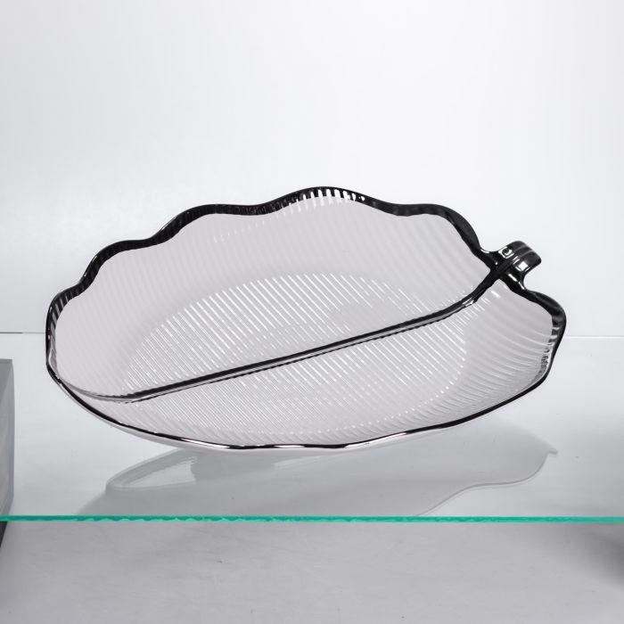 Порцелянова менажниця «Листок» з чорним обідком 2 секції 35,5 см ML6046 (ML6046) - изображение 2