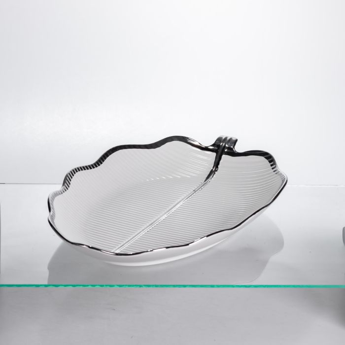 Порцелянова менажниця «Листок» з чорним обідком 2 секції 35,5 см ML6046 (ML6046) - изображение 3