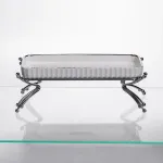 Порцелянове блюдо для сервірування на металевій підставці 37×18×5 (см) блюдо для подачі закусок Білий зі сріблом LB-1566S (LB-1566S)