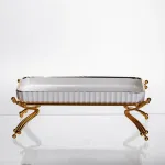 Порцелянове блюдо для сервірування на металевій підставці 37×18×5 (см) блюдо для подачі закусок LB-1566G (LB-1566G)