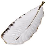 Порцелянове блюдо для сервірування столу 45×16.5×3 (см) блюдо для подавання закусок Білий із золотом CJY-175 (CJY-175)