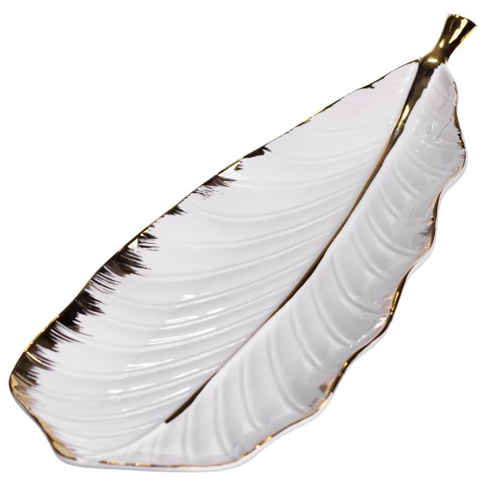 Порцелянове блюдо для сервірування столу 45×16.5×3 (см) блюдо для подавання закусок Білий із золотом CJY-175 (CJY-175) - изображение 1