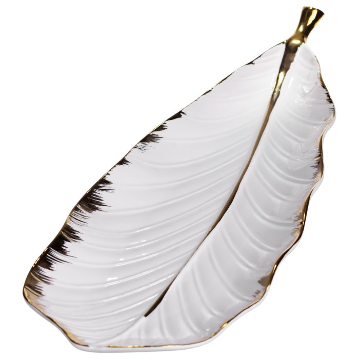 Порцелянове блюдо для сервірування столу 45×16.5×3 (см) блюдо для подавання закусок Білий із золотом CJY-175 (CJY-175) - изображение 2