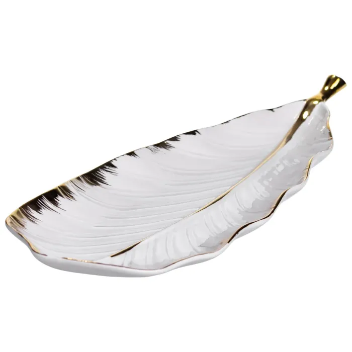 Порцелянове блюдо для сервірування столу 45×16.5×3 (см) блюдо для подавання закусок Білий із золотом CJY-175 (CJY-175) - зображення 3