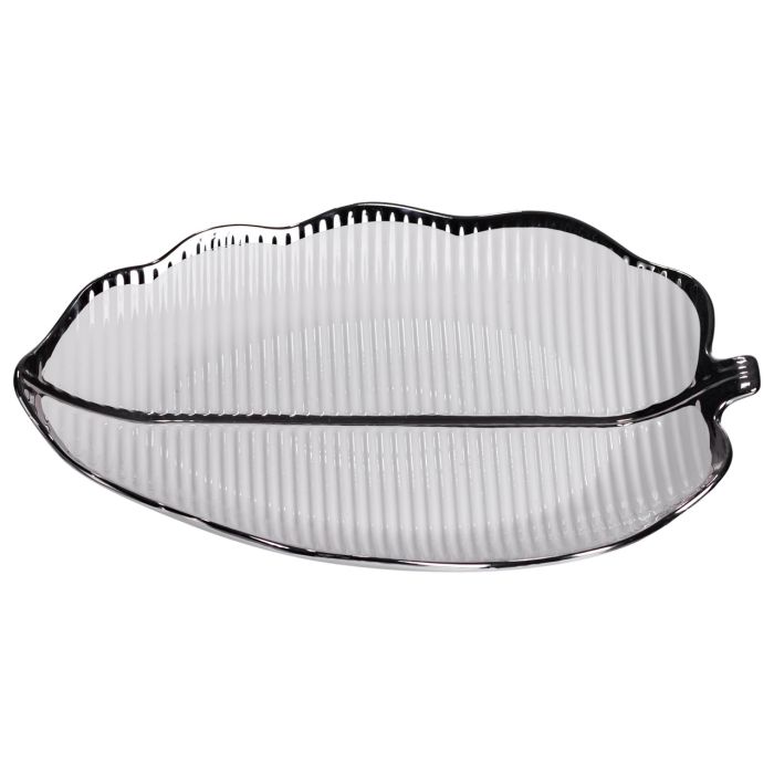 Порцелянове блюдо для сервірування столу у формі листа 31×20×3 (см) Срібло ML6047 (ML6047) - зображення 2