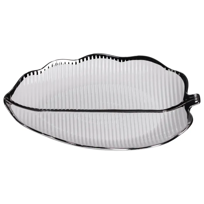 Порцелянове блюдо для сервірування столу у формі листа 31×20×3 (см) Срібло ML6047 (ML6047) - зображення 2