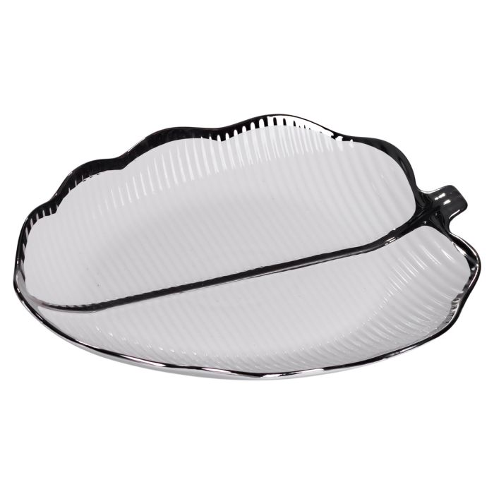 Порцелянове блюдо для сервірування столу у формі листа 31×20×3 (см) Срібло ML6047 (ML6047) - зображення 3