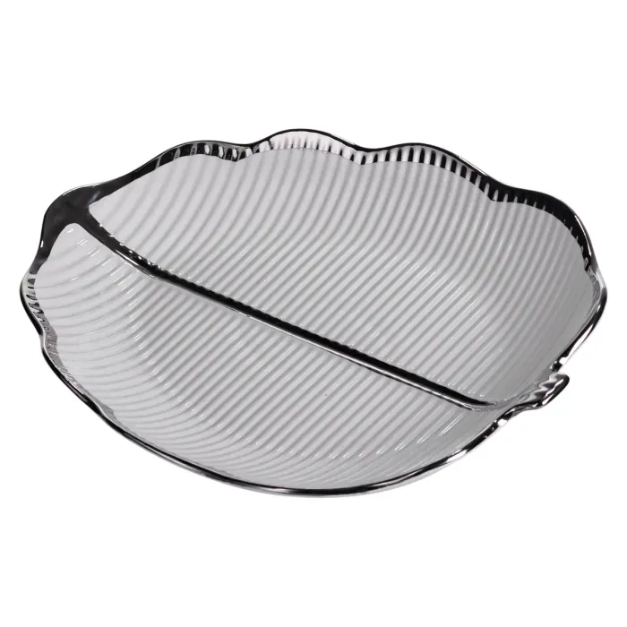 Порцелянове блюдо для сервірування столу у формі листа 31×20×3 (см) Срібло ML6047 (ML6047) - зображення 5