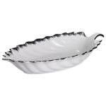 Порцелянове блюдо для сервірування столу у формі листа 41×20×6,5 (см) Біле зі сріблом 2551-1S (2551-1S)