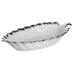 Порцелянове блюдо для сервірування столу у формі листа 41×20×6,5 (см) Біле зі сріблом 2551-1S (2551-1S)