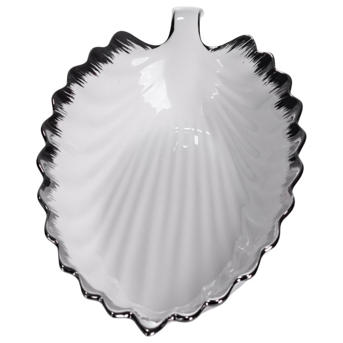 Порцелянове блюдо для сервірування столу у формі листа 41×20×6,5 (см) Біле зі сріблом 2551-1S (2551-1S) - зображення 5