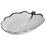 Порцелянове блюдо для сервірування стола у формі листя 41×27×4 (см) блюдо для подавачі закусок Срібло ML6045 (ML6045)