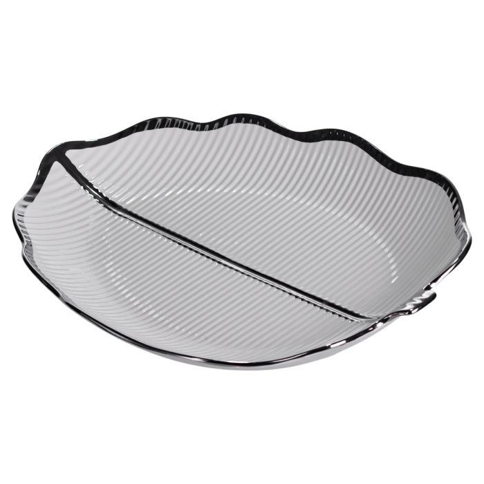 Порцелянове блюдо для сервірування стола у формі листя 41×27×4 (см) блюдо для подавачі закусок Срібло ML6045 (ML6045) - изображение 4