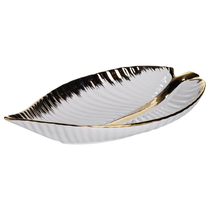 Порцелянове блюдо для сервірування столу у формі листа 45×24×5,5 (см) Золото WH047 (WH047) - зображення 1