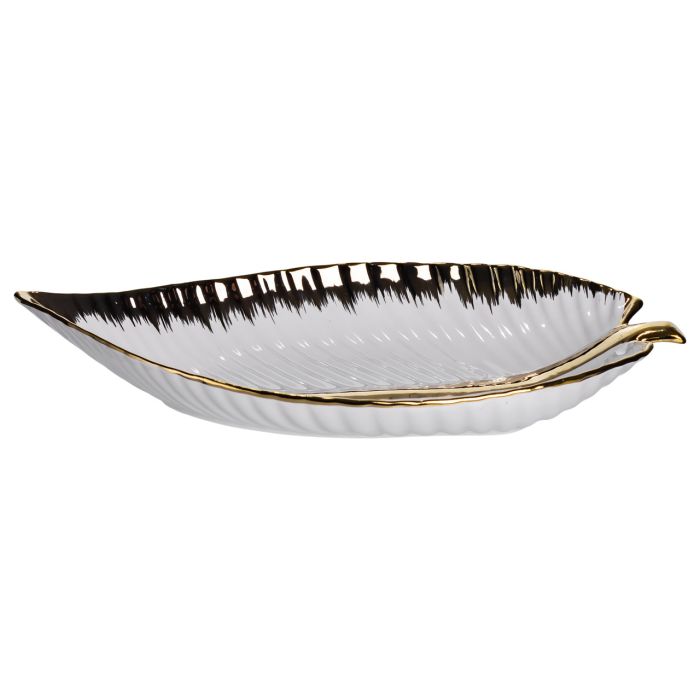 Порцелянове блюдо для сервірування столу у формі листа 45×24×5,5 (см) Золото WH047 (WH047) - зображення 2
