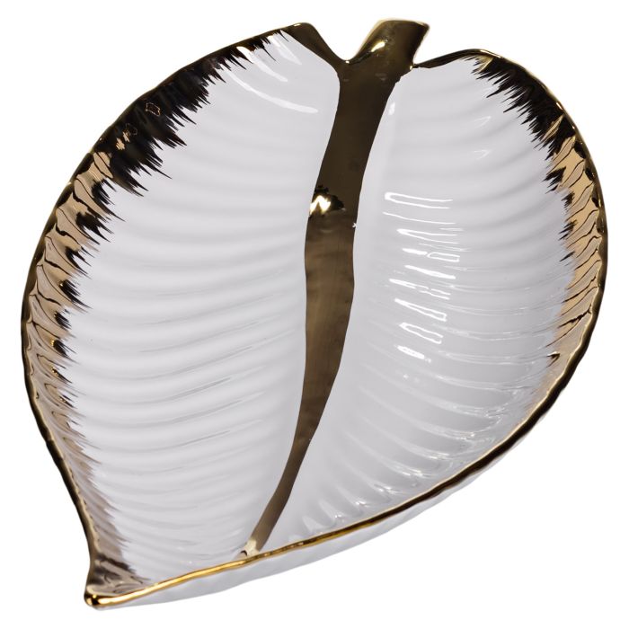 Порцелянове блюдо для сервірування столу у формі листа 45×24×5,5 (см) Золото WH047 (WH047) - зображення 4