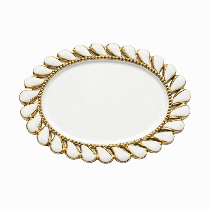 Порцелянове блюдоTiffany 35х24.5 см овальне сервірувальне для закусок фруктів десертів (ML2027) - зображення 1