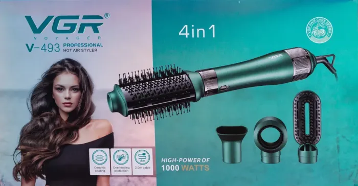 Фен-щітка 4в1 з насадками, 1000 Вт професійний VGR V-493 (HP-V-493) - изображение 10