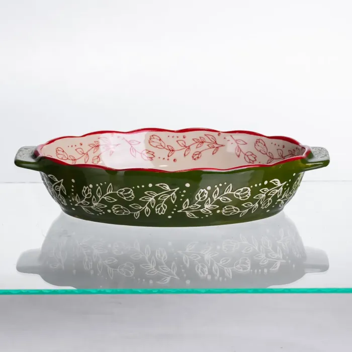 Форма для запікання Vintage 25×15×5 (см) овальна з ручками Зелена HM05-01 (HM05-01) - изображение 2