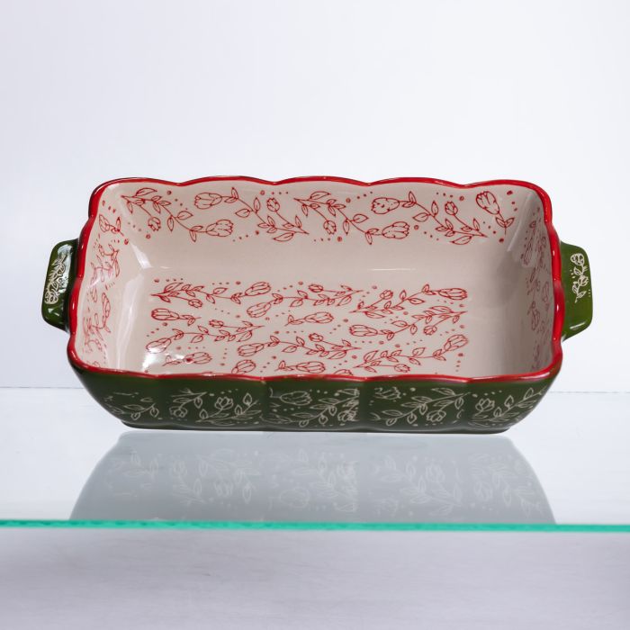 Форма для випікання Vintage 28×17×5 (см) прямокутна форма для випікання в духовці з ручками Зеленая HM05-10 (HM05-10) - зображення 1