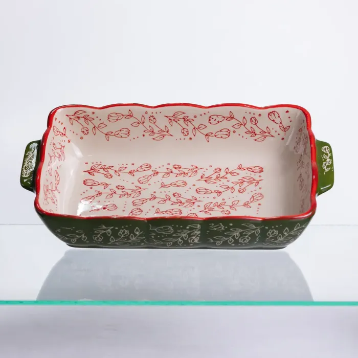 Форма для випікання Vintage 28×17×5 (см) прямокутна форма для випікання в духовці з ручками Зеленая HM05-10 (HM05-10) - зображення 2