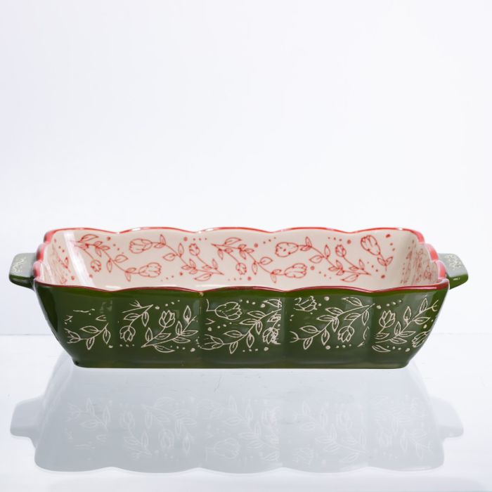 Форма для випікання Vintage 28×17×5 (см) прямокутна форма для випікання в духовці з ручками Зеленая HM05-10 (HM05-10) - зображення 7