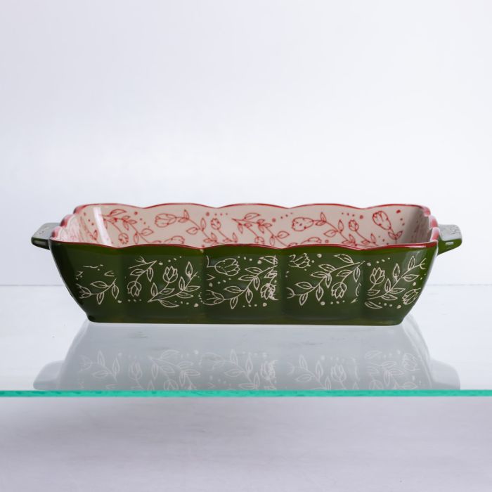 Форма для випікання Vintage 28×17×5 (см) прямокутна форма для випікання в духовці з ручками Зеленая HM05-10 (HM05-10) - зображення 8