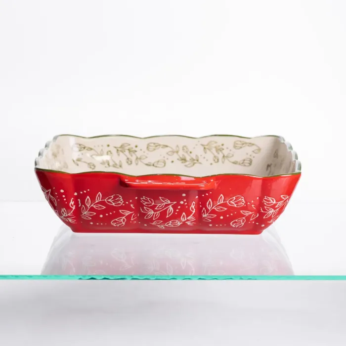 Форма для запікання Vintage 28×24×6 (см) квадратна форма для випікання в духовці з ручками Червона HM04-15 (HM04-15) - зображення 2