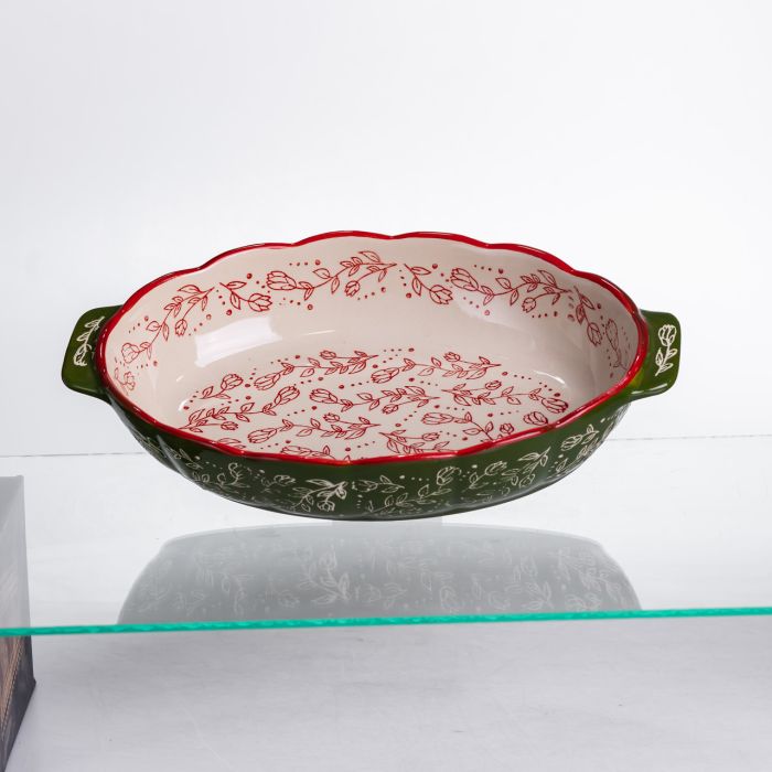 Форма для запікання Vintage 30×18×5 (см) овальна форма для випікання в духовці з ручками Зелена HM05-02 (HM05-02) - зображення 1