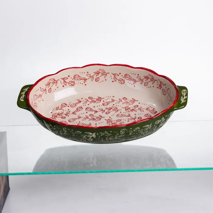 Форма для запікання Vintage 30×18×5 (см) овальна форма для випікання в духовці з ручками Зелена HM05-02 (HM05-02) - зображення 1