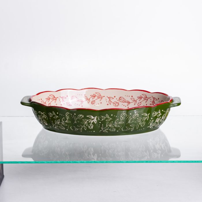 Форма для запікання Vintage 30×18×5 (см) овальна форма для випікання в духовці з ручками Зелена HM05-02 (HM05-02) - зображення 3
