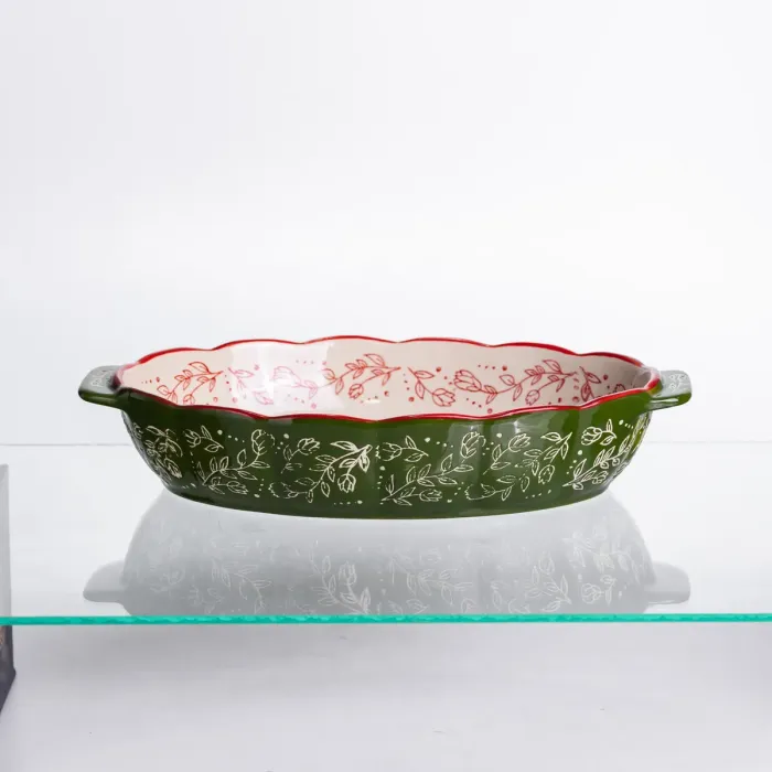 Форма для запікання Vintage 30×18×5 (см) овальна форма для випікання в духовці з ручками Зелена HM05-02 (HM05-02) - зображення 3