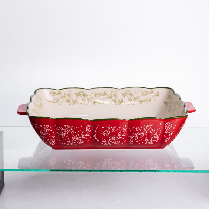 Форма для запікання Vintage 34×30×7 (см) квадратна форма для випікання в духовці з ручками Червона HM04-16 (HM04-16) - зображення 3